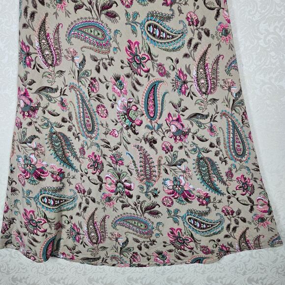 VTG East 5th Linen Blend Paisley Maxi Skirt sz 16W* Tan Beige Multi Floral Boho - Picture 4 of 12